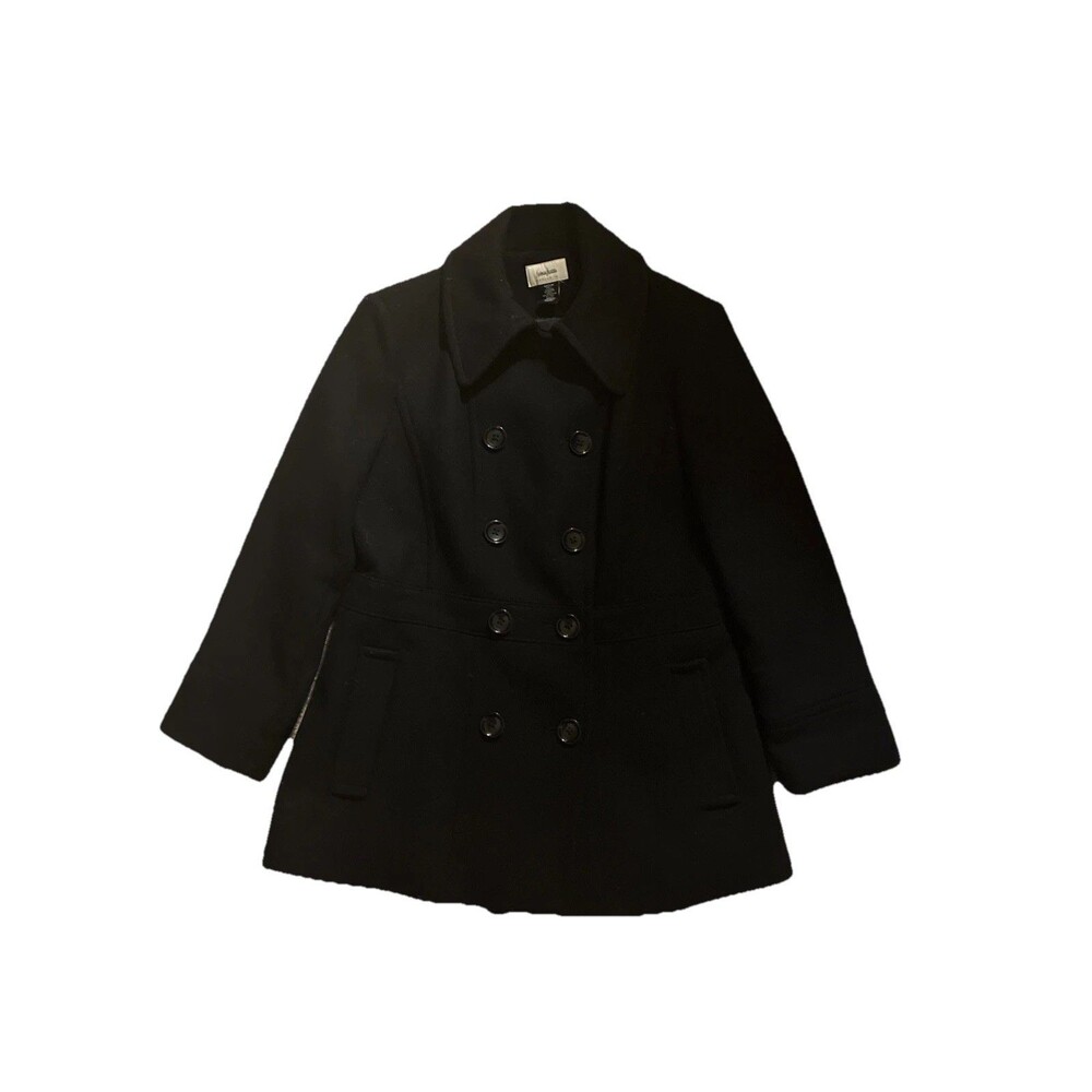 Neiman Marcus Women’s Black Wool Blend Dress Coat Size Medium Classic Mid-Length